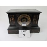 A Harlow & Son black slate Victorian mantel clock with bell strike movement est: £40-£60 (G1)