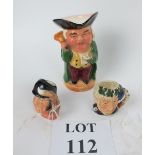 Two miniature Doulton Toby jugs and a Bu