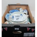 Assorted china to include Spode blue and white and Chinese Rose pattern wares,