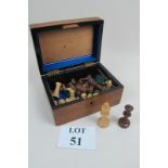 A Staunton type chess set contained in an oak box est: £15-£30 (A2)