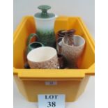 A large box of assorted studio pottery to include Quantock pottery est: £30-£50 (BB35)