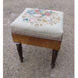 A 19c mahogany upholstered stool with re