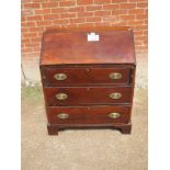 A 19c mahogany bureau with red leather i