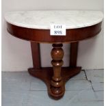 A 19c white marble topped demi lune wash