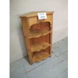 A 20c pine open corner wall shelf with t