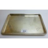 A silver rectangular tray indistinct hal