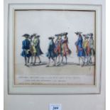 An 18c mono chrome print of French milit