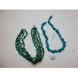 A turquoise necklace (approx 17" long) a