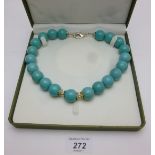 Large turquoise howlite necklace (19 mm