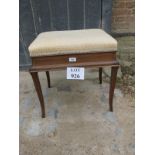 An Edwardian inlaid piano stool with uph