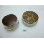 Two powder bowls both with silver and to