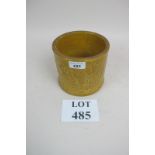 A Chinese yellow brush pot carved with B