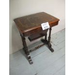 A 19c walnut ladies work table with inla