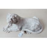 A marbleized figure of a white tiger est