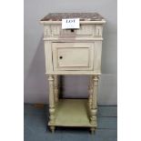 A 19c white painted pot cupboard with ma
