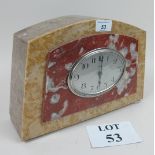 A 1930's marble eight day mantel clock with oval dial est: £40-£60 (G2)