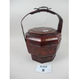 An early 20c Chinese wedding box with handle and lacquer work (36 cm high approx) est: £30-£40 (A1)