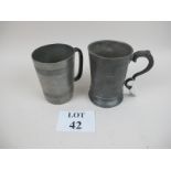 Two 19c large pewter mugs est: £30-£50 (A3)