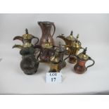 A collection of ten assorted eastern copper and brass jugs & pots est: £50-£80 (G2)