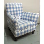 A Victorian child's armchair upholstered in blue check material and in good condition est: £30-£50