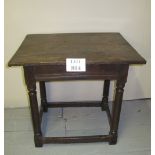 An 18c country oak side table with turned legs est: £50-£80