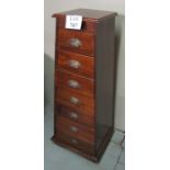 A 20c mahogany tapered chest of seven drawers with shell design handles est: £50-£80