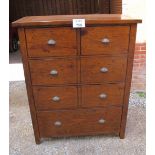 A 20c pitch pine Irish Coast Collection chest of two short over three long drawers with shell