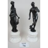 A pair of classical bronze figures on la