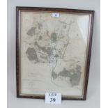 A framed and glazed 18c map of 'Hundred