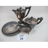 Four items of silver plate and a 19c pew