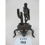 Bronze pan figure on ornate footed base