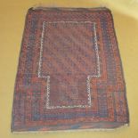 A 19c rug on red ground with geometric d