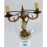 An onyx and gilt two branch light est: £30-£50 (A2)