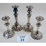 Two pairs of excellent quality silver plated candlesticks est: £30-£50 (D1)