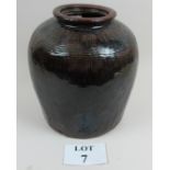 A large early earthenware 19c glazed vase est: £40-£60 (G3)