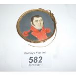 A Napoleonic miniature in circular frame