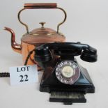 A vintage black finished telephone, marked 'PL'32 GPO No 164, 234',