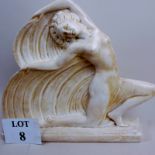 An Art Deco plaster figure depicting a naked female dancer with flowing drapes (approx 33 cm high)