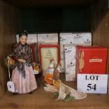 A Royal Doulton figure 'The Orange Lady' (HN1759), eight boxed Doulton 'Miniature Ladies' figures,