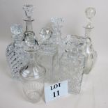 Seven good quality Victorian and early to mid 20th century cut glass decanters with stoppers est: