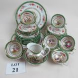 A continental porcelain thirty eight piece tea service, c1900-1920,