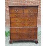 A superb Georgian mahogany chest on chest of excellent proportions with two short and five long