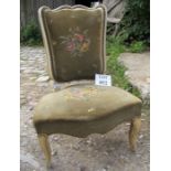 A pretty 19th century French painted chair upholstered in green tapestry material est: £40-£60