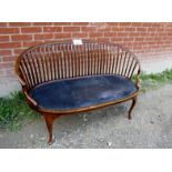 A fine 19th century two seater spindle back settee upholstered in deep blue material est: £100-£150
