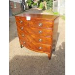 A Victorian mahogany bow front chest of two short over three long drawers in clean condition est: