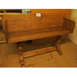 An unusual converted oak bench seat terminating on turned oak legs est: £40-£60