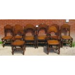 A set of eight oak country dining chairs to include two carvers est: £500-£800