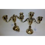 A pair of two branch candelabra (approx