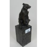 A bronze study of a bear on marble plint