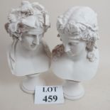 A pair of contemporary marble busts of D